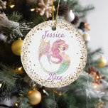 Ornamento De Cerâmica Grávida Esperando Sereia Dourada Confetti Cerâmica<br><div class="desc">Este design pode ser personalizado escolhendo a opção personalizar mais. Você também pode transferir para outros itens. Entre em contato comigo em colorflowcreations@gmail.com ou use a opção de bate-papo no topo da página se você quiser ter este design em outro produto ou precisar de assistência. Veja mais designs ou siga-me...</div>