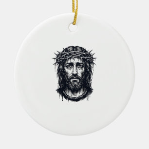Ornamento De Cerâmica Gravura Antiga Coroa de Espinhos Retrato Sagrado