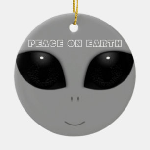 Ornamento De Cerâmica Gray-Alien Eyes Christmas ornament