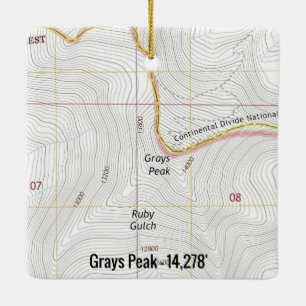 Ornamento De Cerâmica Grays Peak Fourteener Topo