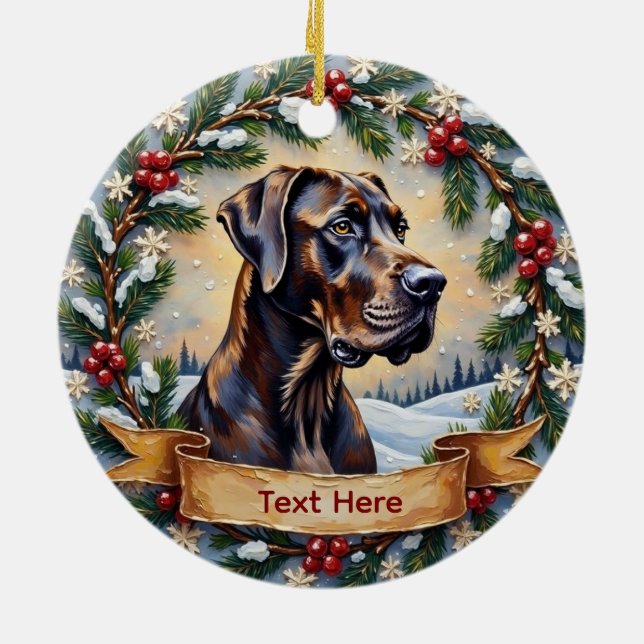Ornamento De Cerâmica Great Dane Christmas (Traseira)