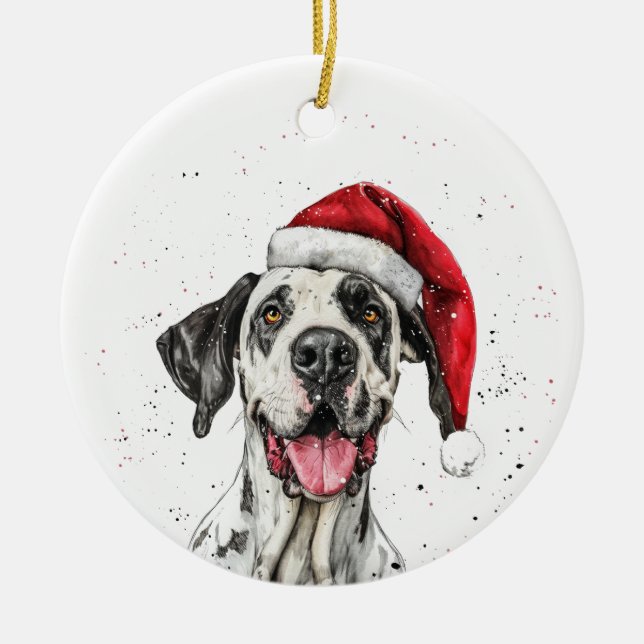 Ornamento De Cerâmica Great Dane Dog Christmas Personalized (Frente)