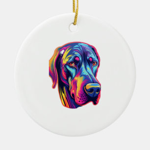 Ornamento De Cerâmica Great Dane Neon Design