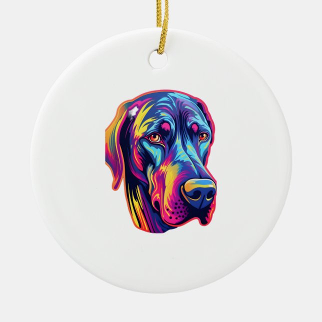 Ornamento De Cerâmica Great Dane Neon Design (Frente)