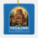 Ornamento De Cerâmica Grécia de Tessalónica Agios Pavlos Viagem Art Retr<br><div class="desc">Viagem de vetor retrovetor de Salónica. Tessalónica é uma cidade portuária grega no Golfo Térmico do Mar Egeu.</div>