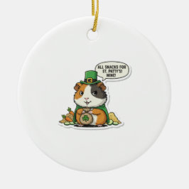 Ornamento De Cerâmica Greedy Guinea Pig Leprechaun St. Patrick’s Day