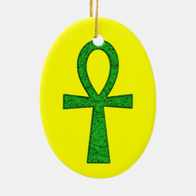 Ornamento De Cerâmica Green Ankh (Verso)