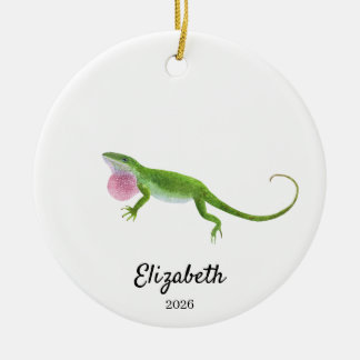 Ornamento De Cerâmica Green Anole Ornament,Custom Christmas Keepsake