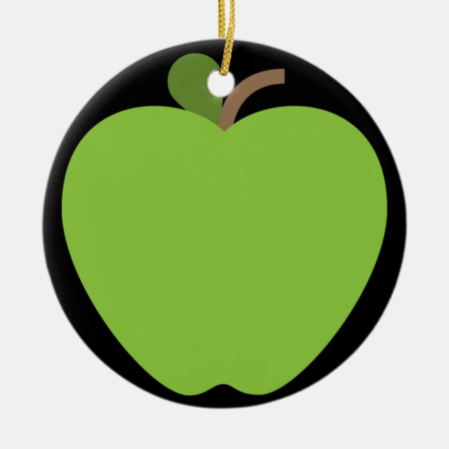 Ornamento De Cerâmica Green Apple Emoji (Frente)