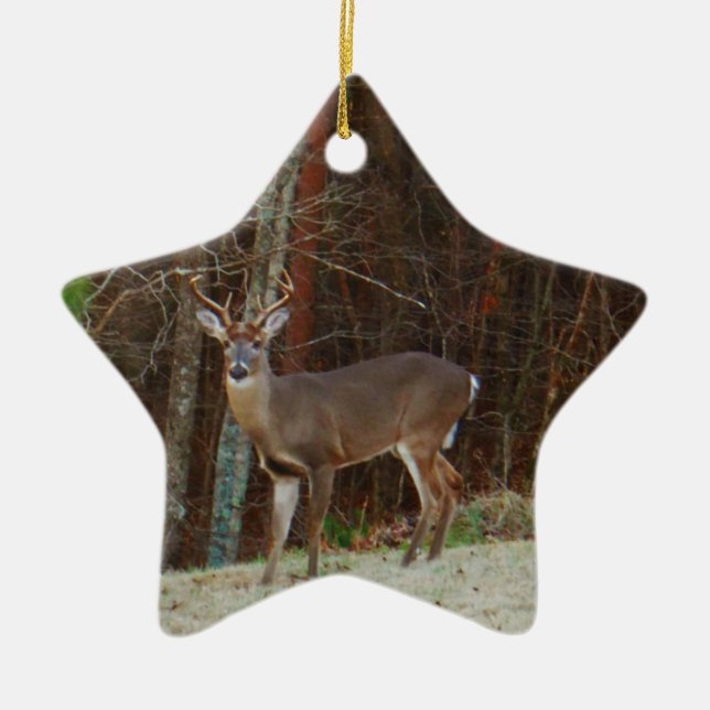 Ornamento De Cerâmica Green Camo,Camouflage Deer personalized (Frente)