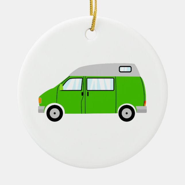 Ornamento De Cerâmica Green Camper Van Alta Liberdade Móvel (Frente)