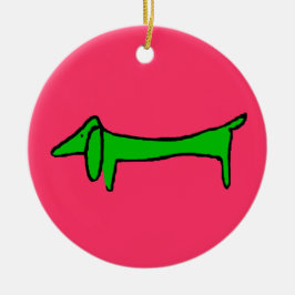 Ornamento De Cerâmica Green Christmas Dachshund