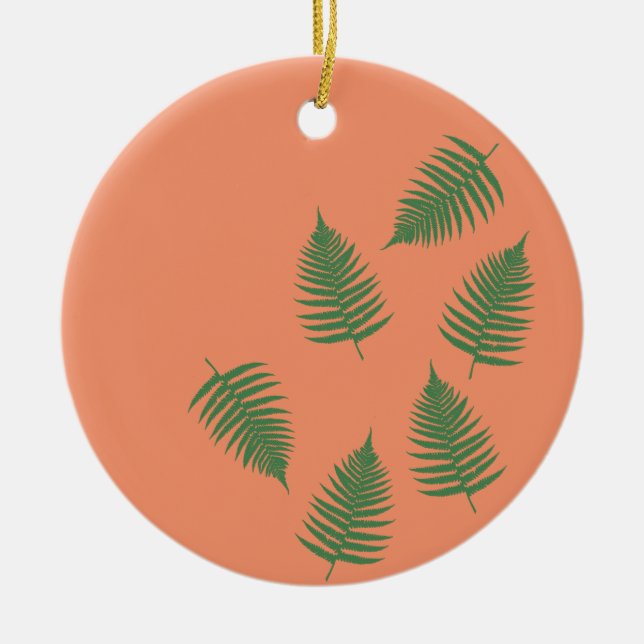 Ornamento De Cerâmica Green Fern Lucky Ornament (Frente)