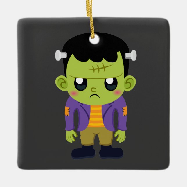 Ornamento De Cerâmica Green Frankenstein Monster Halloween (Frente)