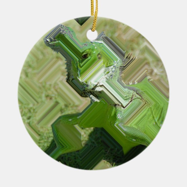 Ornamento De Cerâmica Green Iguana (Frente)