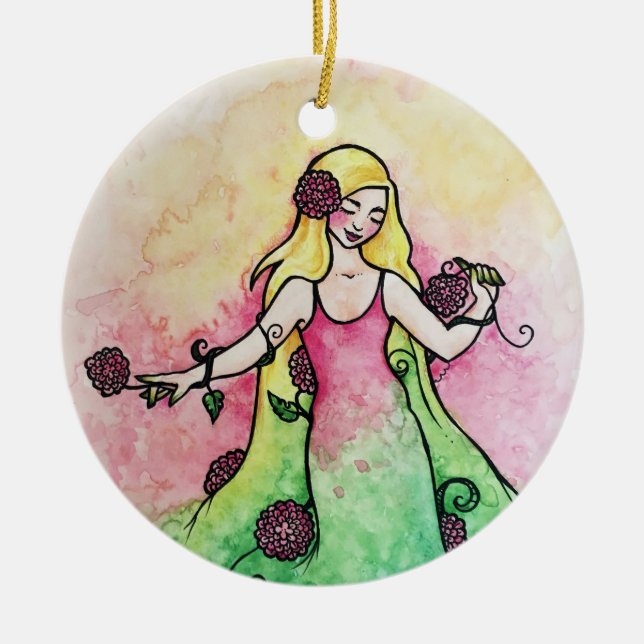 Ornamento De Cerâmica Green Thumb Springtime  (Frente)