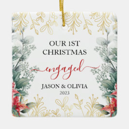 Ornamento De Cerâmica Greenery Monoline Flower Primeiro Natal Envolvido