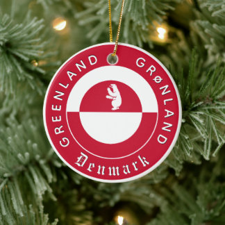 Ornamento De Cerâmica Greenland Ornament, Bear, travel, Greenland Flag