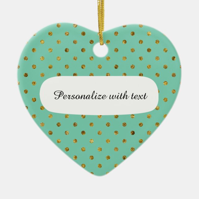 Ornamento De Cerâmica Grelha Dourada Chic e Pontos de Casa (Frente)