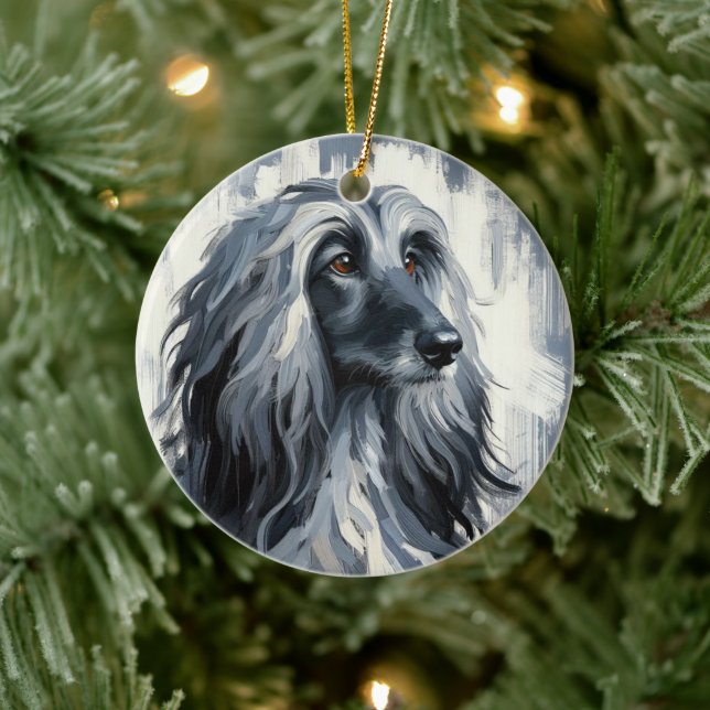 Ornamento De Cerâmica Grey Afghan Hound Portrait (Árvore)