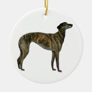 Ornamento De Cerâmica Greyhound - Brindle (em pé)