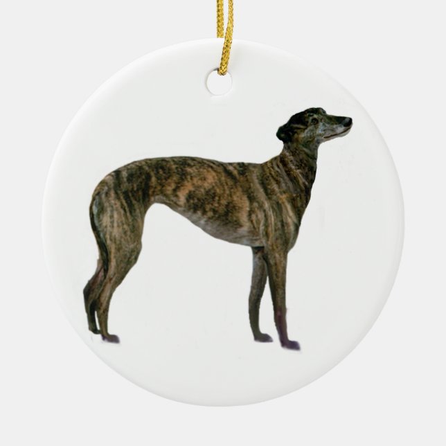 Ornamento De Cerâmica Greyhound - Brindle (em pé) (Frente)
