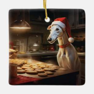 Ornamento De Cerâmica Greyhound Christmas Cookies Festivo Foliday