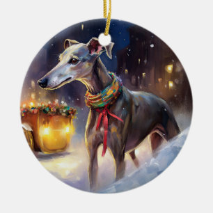 Ornamento De Cerâmica Greyhound Christmas Fesason