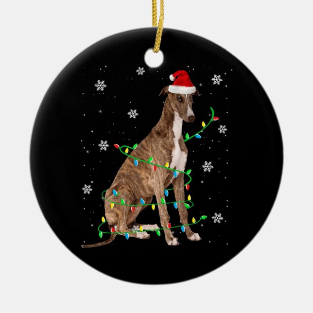 Ornamento De Cerâmica greyhound christmas papais noeis fofos e leves (Frente)