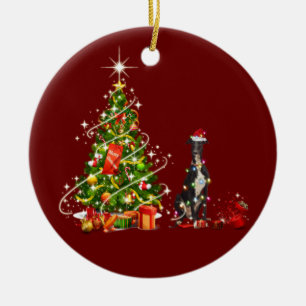 Ornamento De Cerâmica Greyhound com o Natal da loja