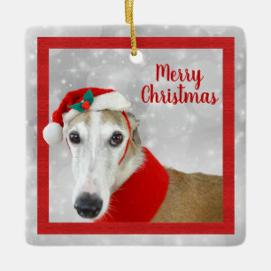 Ornamento De Cerâmica Greyhound Feliz Natal