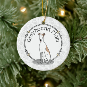 Ornamento De Cerâmica Greyhound Mãe (branco) Cachorro Bonito Mamãe Engra