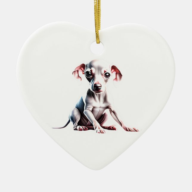 Ornamento De Cerâmica Greyhound Puppy italiano personalizado (Frente)