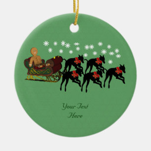 Ornamento De Cerâmica Greyhounds Sleigh Cute Holiday Ornament
