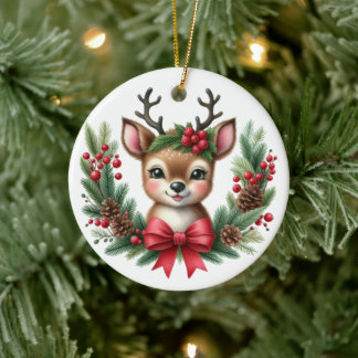 Ornamento De Cerâmica Grinalda de Natal de Veado Personalizada Fofa