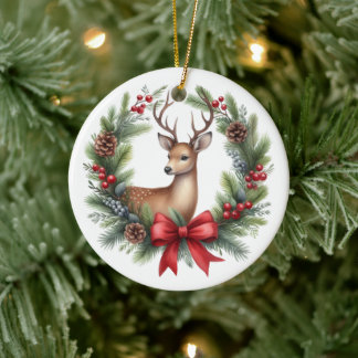 Ornamento De Cerâmica Grinalda de Natal de Veado Personalizada Fofa