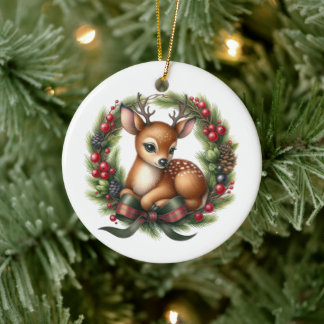 Ornamento De Cerâmica Grinalda de Natal de Veado Personalizada Fofa