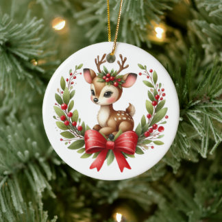 Ornamento De Cerâmica Grinalda de Natal de Veado Personalizada Fofa