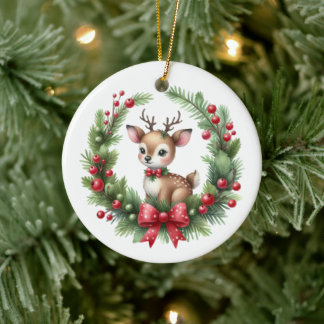 Ornamento De Cerâmica Grinalda de Natal de Veado Personalizada Fofa