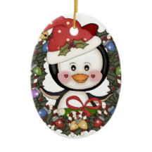 Grinalda do feriado do pinguim do Natal