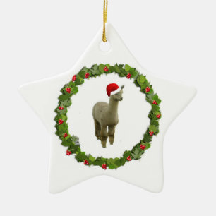 Ornamento De Cerâmica Grinalda do Natal da alpaca