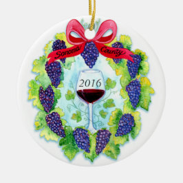 Ornamento De Cerâmica Grinalda do Natal das uvas para vinho de Sonoma