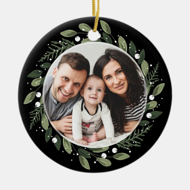 Ornamento De Cerâmica Grinalda verde gelado (Frente)