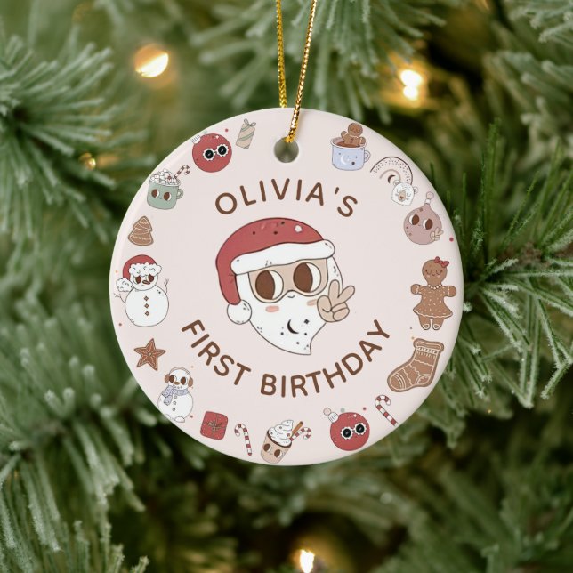 Ornamento De Cerâmica Groovy Hippie Natal Cerâmica Ornament (Árvore)