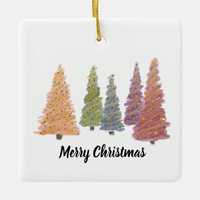 Ornamento De Cerâmica Grove of Christmas Trees ornament (Frente)