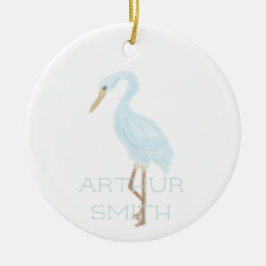 Ornamento De Cerâmica Grua Azul Aquarela