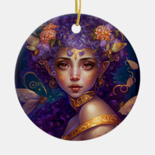 Ornamento De Cerâmica Grumpy Fairy Pixie Fantasy Art Ornament Cerâmico