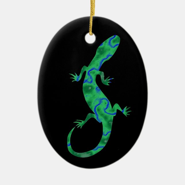 Ornamento De Cerâmica Grüner Gecko ArtDeco (Frente)