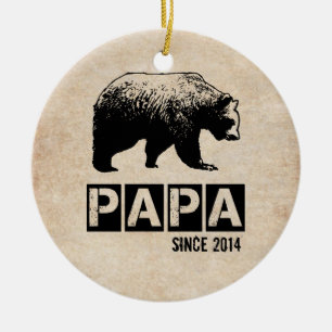 Ornamento De Cerâmica Grunge Papa Urso Desde O Ano Para Pai