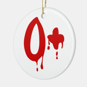 Ornamento De Cerâmica Grupo Sanguíneo O+ Hospital #Horror Positivo
